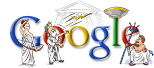 Google Doodle VIII celebrates the 2004 Summer Olympics in Athens